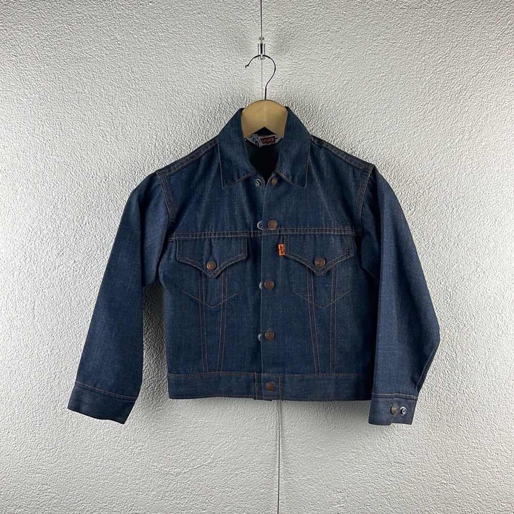Vintage l 70s Levi’s Orange Tab Childrens Classic Dark Denim Jean Trucker Jacket